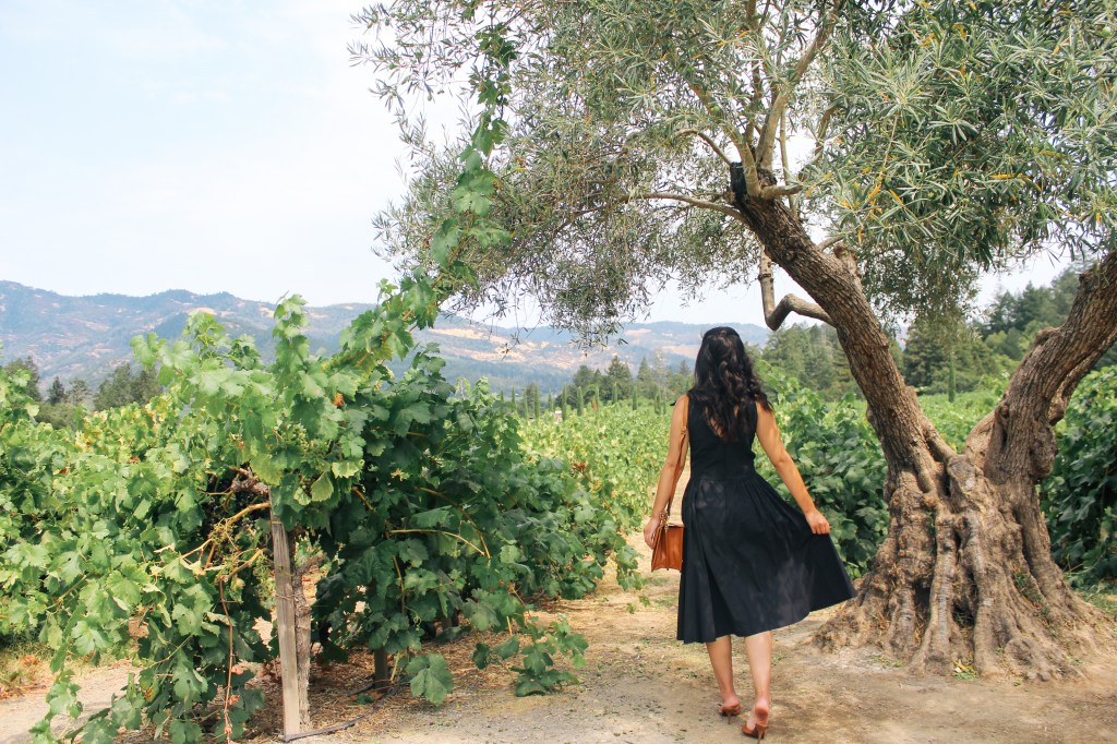 Castello di Amorosa, Napa Valley, wine tasting, Medieval, The Middle Ages, castle, Castello di Amorosa, Calistoga, architecture, Napa outfit, black dress, Fendi, Prada, lookbook, summer style, classic style, chic