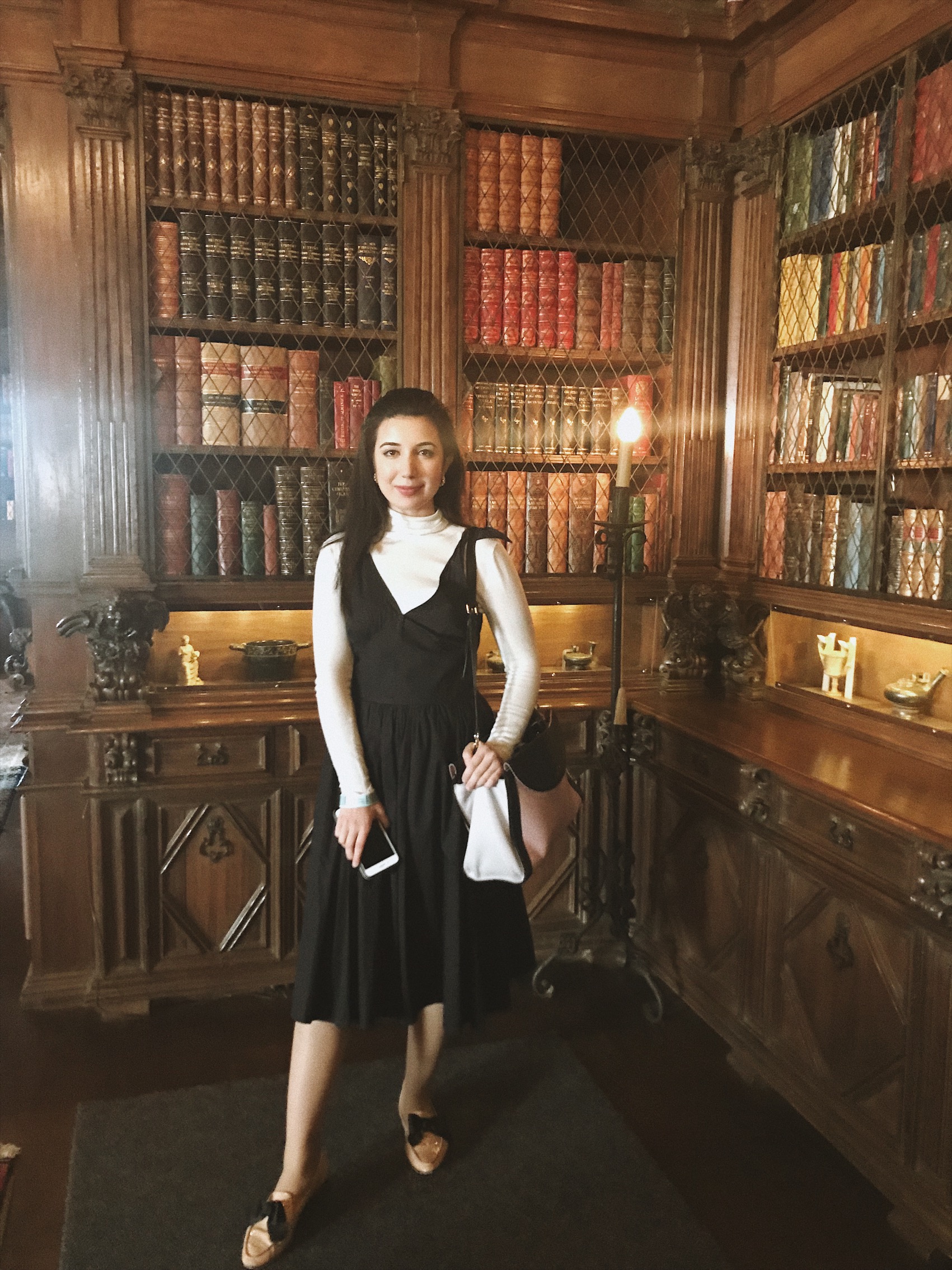 Hearst Castle, California Travel, castle, nineteenth century, lookbook, fashion blogger, fashion, style, style blogger, travel, travel blogger, black dress, white turtleneck, Kate Spade, loafers, European architecture, outfit of the day, ootd, look of the day, Greek architecture, history, 19th Century art