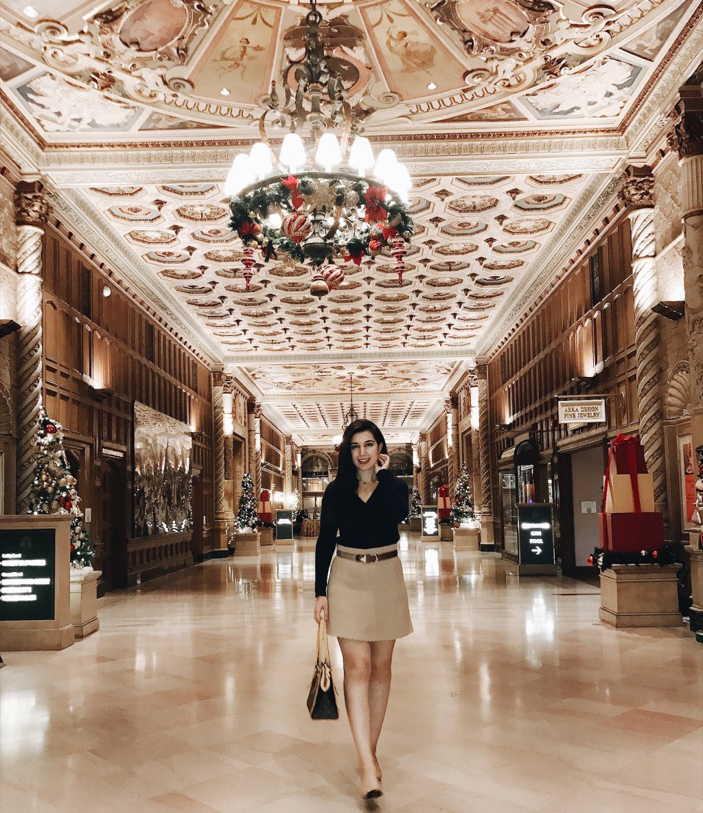 The Millenium Biltmore Hotel, historic hotel, Christmas outfit, Christmas traditions, cashmere sweater, Coach heels, Calvin Klein, Cynthia Rowley, Louis Vuitton, lookbook, fashion blogger, style blogger, Christmas style, Christmas lookbook, winter outfit