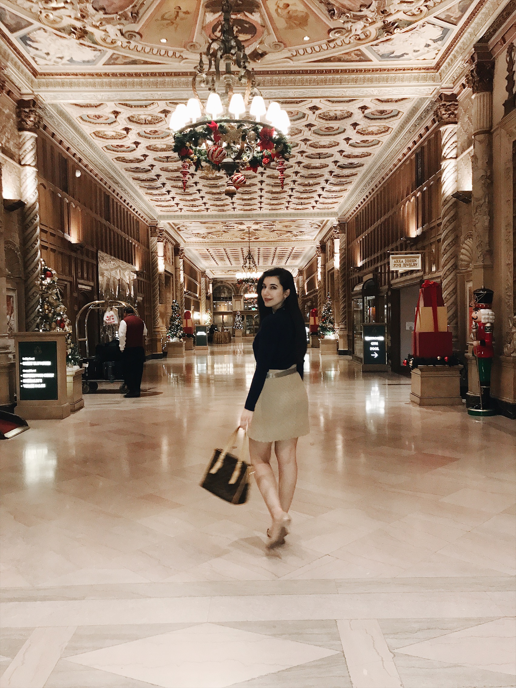 The Millenium Biltmore Hotel, historic hotel, Christmas outfit, Christmas traditions, cashmere sweater, Coach heels, Calvin Klein, Cynthia Rowley, Louis Vuitton, lookbook, fashion blogger, style blogger, Christmas style, Christmas lookbook, winter outfit