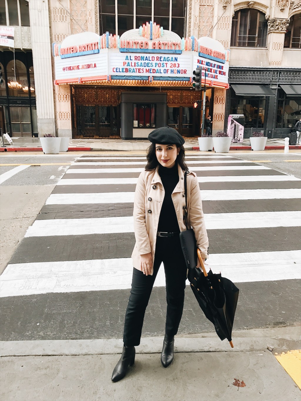 lookbook, fashion blogger, fashion, style, style blogger, travel, travel blogger, beret, outfit of the day, ootd, look of the day, French fashion, Parisian fashion, trench coat, black turtleneck, red lipstick, ankle boots, Steve Madden ankle boots, black trousers, winter style, winter fashion