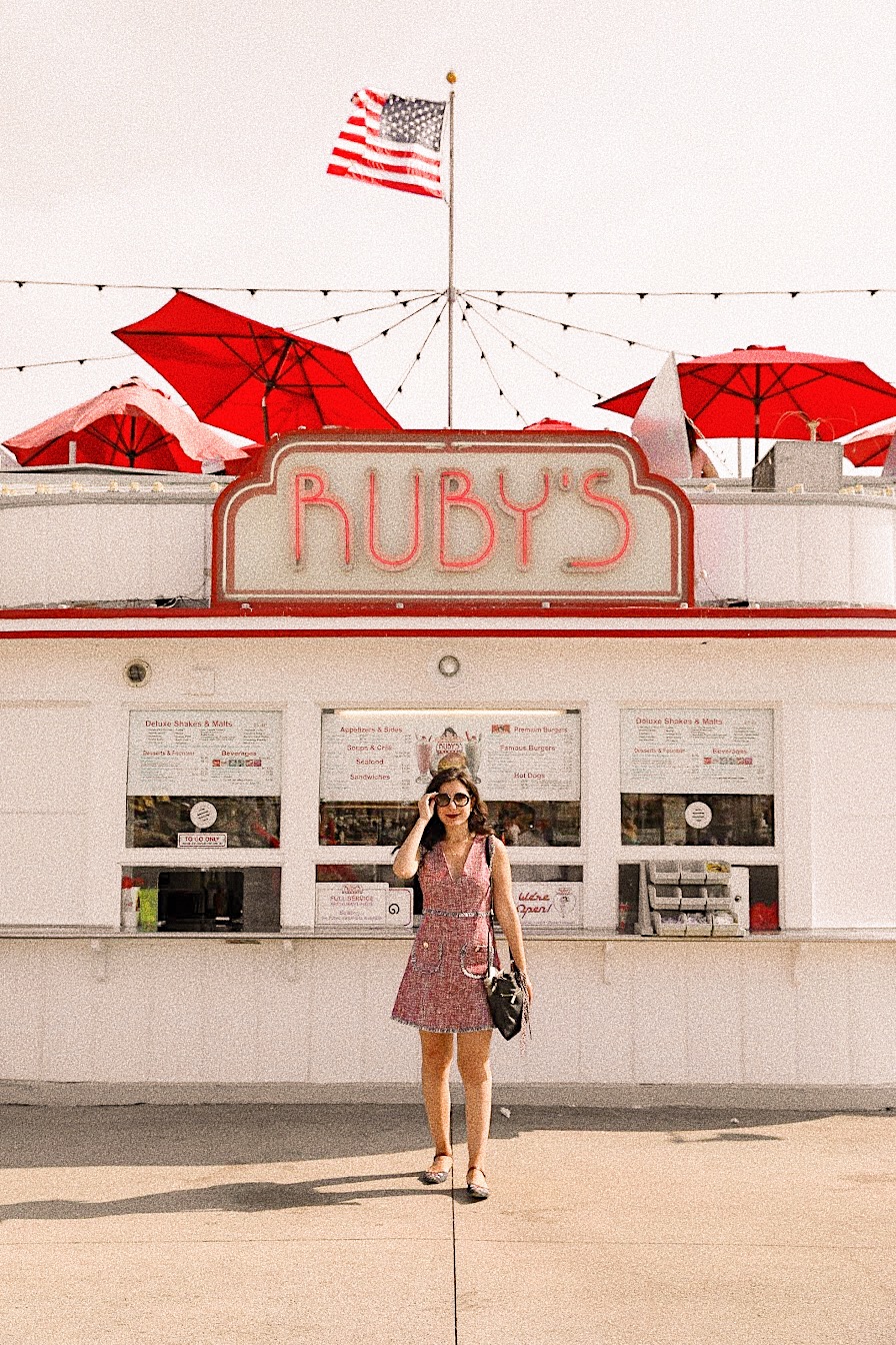 fourth of july style, ootd, outfit of the day, lookbook, Balboa Island, curly hair, twee dress, Chanel, Chanel 2019 show, ready-to-wear, lotd, casual dress, Michael Kors, Prada, embroidery, embroidered shoes, luxury fashion, luxury fashion blogger, fashion blogger, summer style