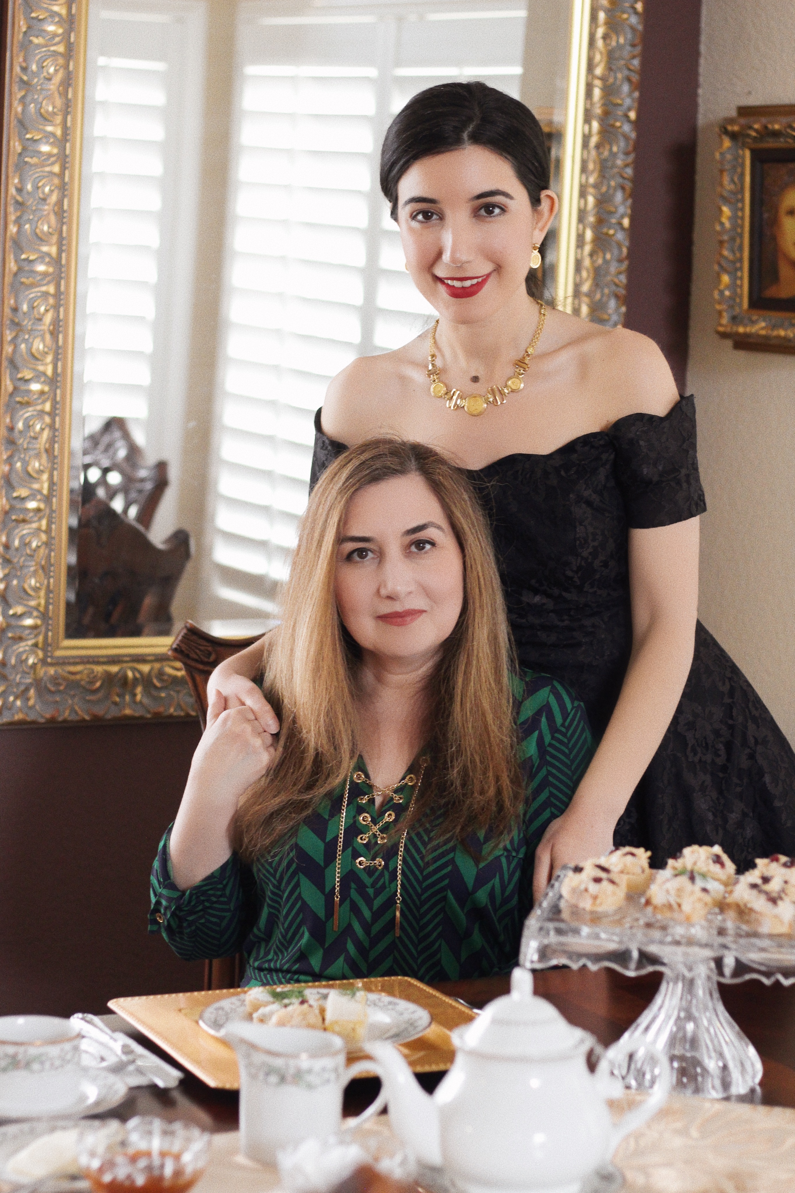 at home together, stop the spread, lookbook, food recipes, loose leaf tea, spring fashion, spring style, family time, afternoon tea, social distancing, Fortnum and Mason, finger sandwiches, tea sandwiches, off-the-shoulder dress, Victorian style dress, tea time, gold jewelry, lace dress, vintage fashion, thrifted, vintage dress, fashion blogger, style blog, lifestyle blogger, COVID19,