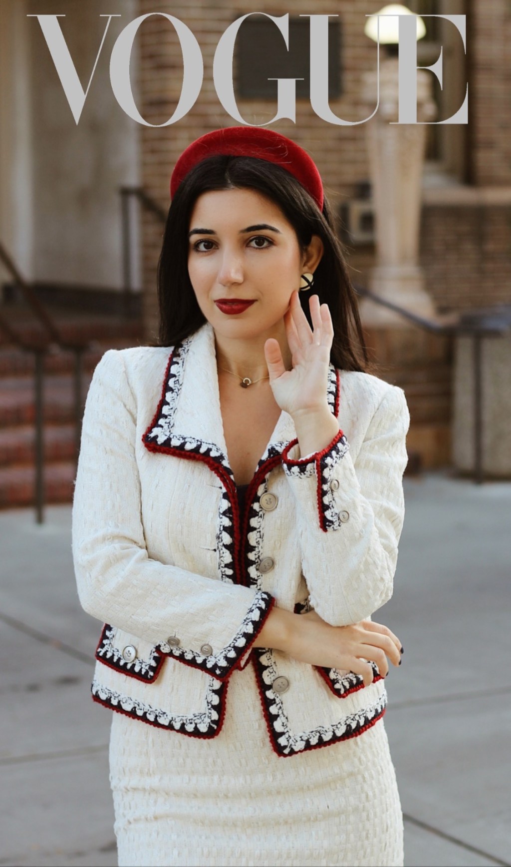 Vogue, Vogue challenge, Vogue cover, cover star, fashion, style, high fashion, fashion editorial, fashion blogger, couture fashion, Vogue Magazine, fashion diversity, vintage fashion, ootd magazine, fashion fury, style diary, Chanel suit, Chanel tweed, tweed, thick headband, VSCO presets
