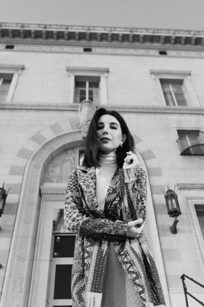 patchwork coat, quilted coat, topper coat, Fifteen Twenty, patterned coat, white turtleneck, Zara, Zara turtleneck, knit skirt, waist belt, satin belt, vintage earrings, neutral outfit, monochrome outfit, winter wear, winter wardrobe, winter fashion, winter 2020, fashion blogger, blogger style, nude pumps, avant garde, historic architecture, gilded age architecture, jazz age architecture,