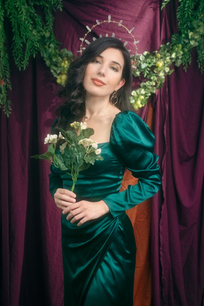 Pre-Raphaelite, British art, Tate Britain, Dante Gabriel Rossetti, John Waterhouse, John Everett Millais, art and fashion, 19th century, 1800s dress, sweetheart neckline, bustier dress, sustainable fashion, satin dress, Proserpine, Victorian dress, Reformation dress, Met Gala, gown