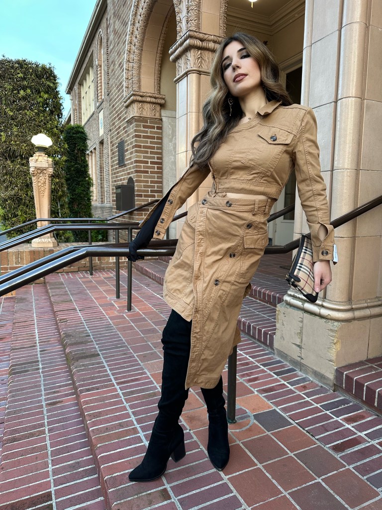 quiet luxury, utility fashion, utilitarian, cargo pants, spring style, cargo, spring/summer 2023, runway, outfit idea, rokh, asymmetrical, over-the-knee boots, opera gloves, Burberry