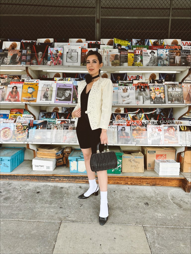 Chanel Cruise 2024, Chanel, Chanel Los Angeles, runway, Chanel Hollywood, vintage, vintage Chanel, biker shorts, vest, vintage earrings, tuxedo, Los Angeles, Beverly Hills, fashion, fashion blogger, outfit idea, ootd