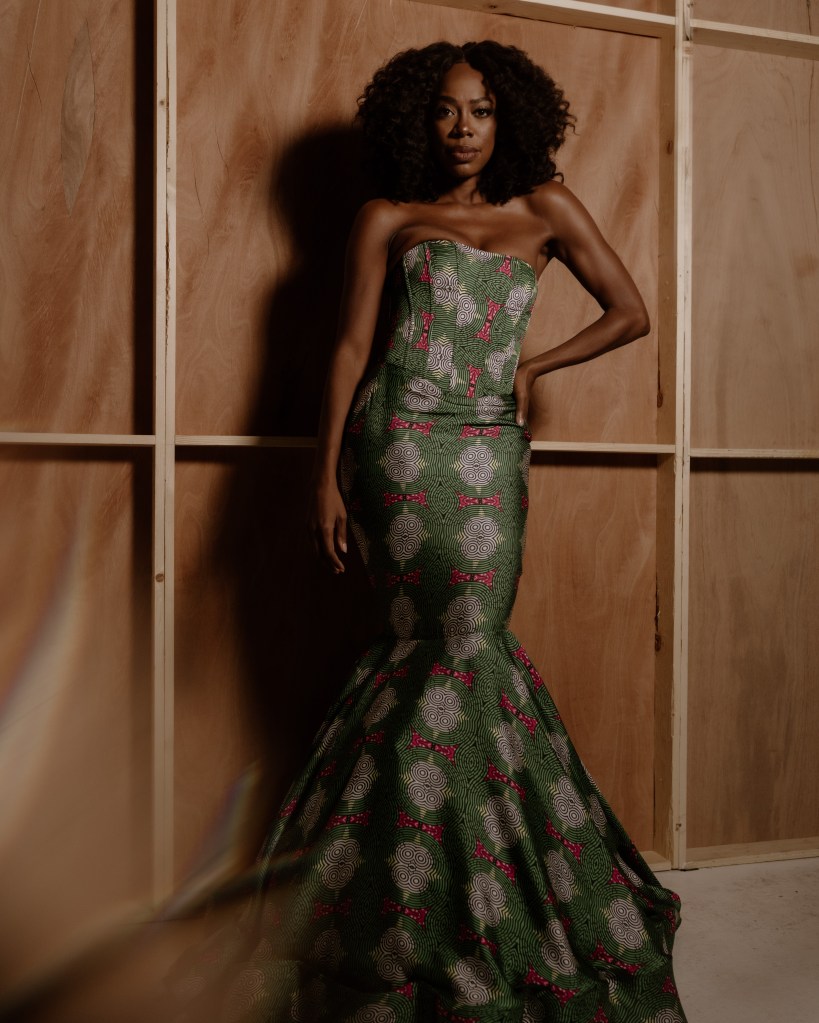 Yvonne Orji, Claude Kameni, Black fashion designer, Black-owned brand, LAFW, Los Angeles, fashion week, fashion month, Los Angeles fashion, N4xt Experiences, Nya Studios, style speaks, emerging designer, Cameroon, African prints, Cameroon fashion